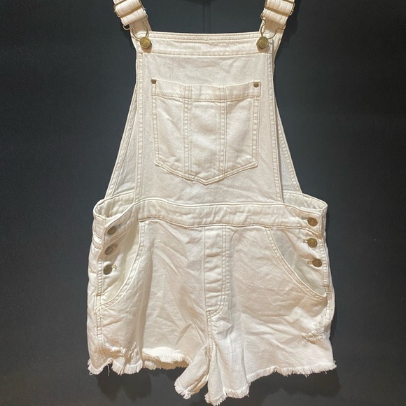 Pilcro and the Letterpress Overall Jean Shorts Anthropologie, 30, cream - Picture 3 of 8